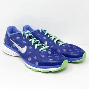 EUC Nike Training Women’s Dual Fusion TR Shoes in Blue/Green Polka Dot
